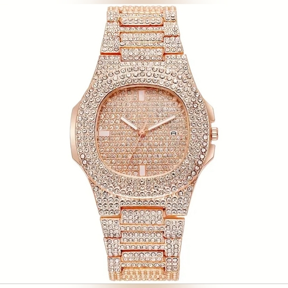 Other - NWT Unisex Luxury Rose Gold Rhinestone Quartz Watch Dial Analog Wristwatch